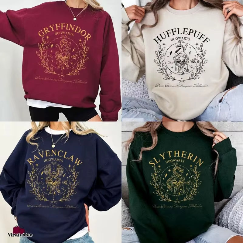 Wizard School House Crest Sweatshirt: Potter Fan Gift Pullover Disney Vacation Sweatshirt, Disney Matching Hoodie